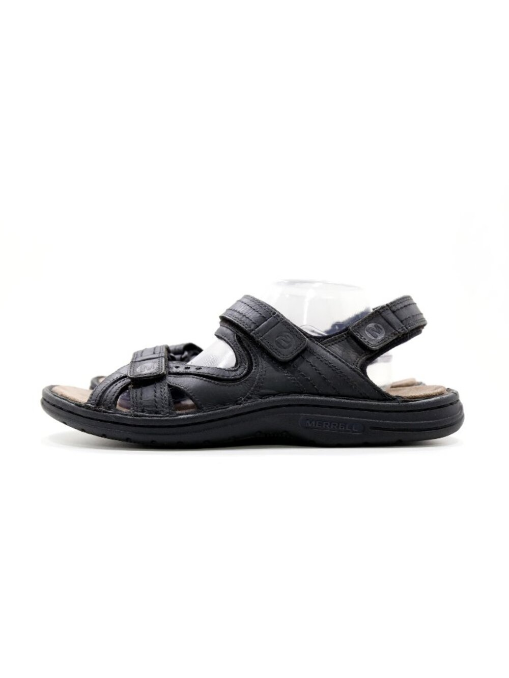 Merrell World Impulse Black Leather Adjustable Sport Sandals - Men's 12
